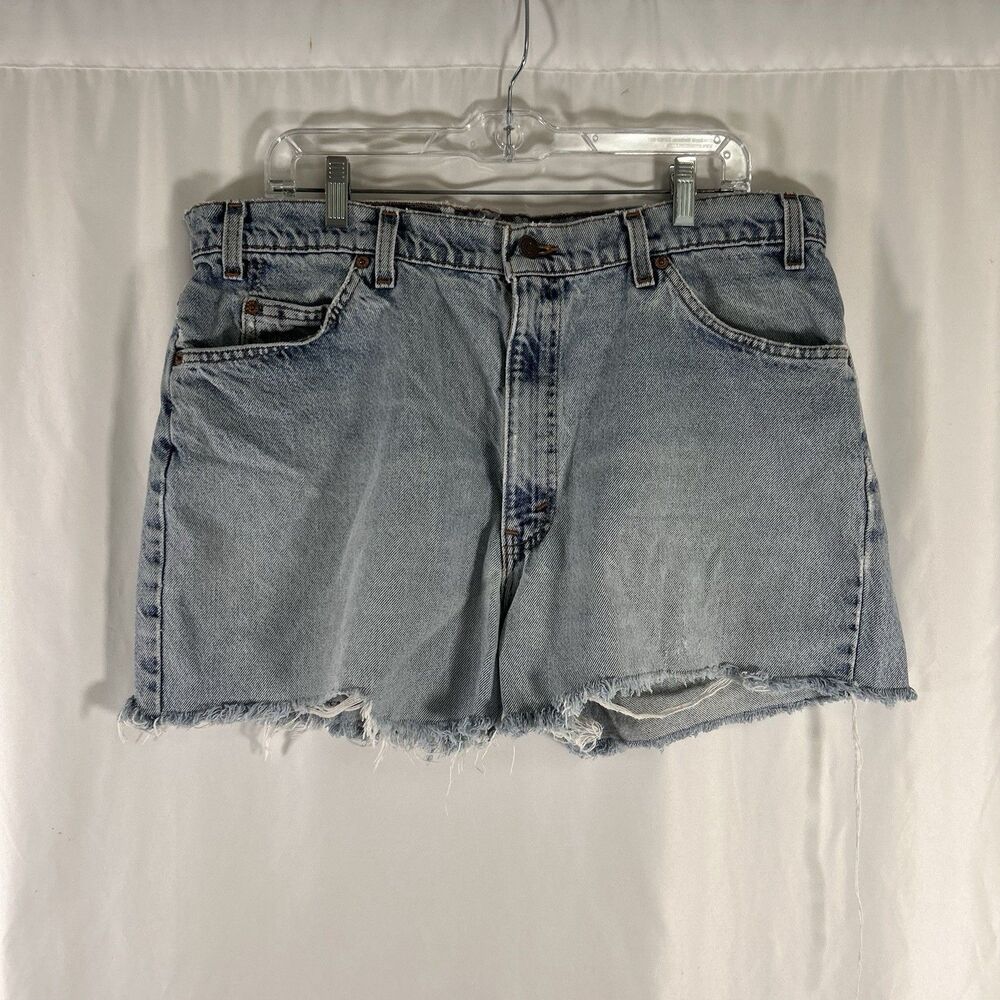Vintage Orange Tab Levis 560 Cut Off Shorts Men's 38 Light Wash Denim 5 Pockets